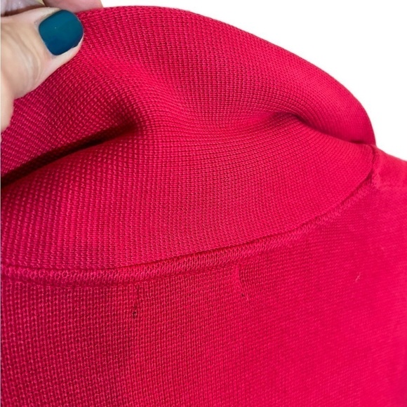 Womens Red And Black Striped Collared Knit Blazer Cardigan Sweater Size Large - Picture 6 of 8